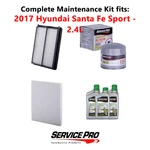 2017 Hyundai Santa Fe Sport 2.4L Complete Air, Oil & Cabin Filter Kit (5W-30). Fixed Price $87.95.