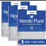 Nordic Pure 14X25X2 Pleated Merv 12 Air Filters 3 Pack. Fixed Price $44.99.