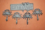 5), Tiki Bar Design Decor, Don't Be Crabby Plaque, Wall Hooks,. Fixed Price $42.59.