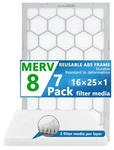 16X25X1 Merv 8 Air Filterac Furnace Filterreusable Abs Plastic Frame 7 Pack. Fixed Price $53.37.