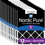 10X20X1 (9 1/2X19 1/2) Pure Carbon Odor Reduction Furnace Air Filters 12 Pack. Fixed Price $119.99.