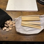 Scrabble Tiles Hasbro Game Wooden Replacement Letters & 4 Racks Holders Bag New!. Fixed Price $15.99.