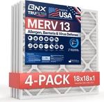 Bnx Trufilter 18X18X1 Air Merv 13 (4-PACK) Made In Usa -.... Fixed Price $64.99.