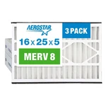 Aerostar Merv 8-3 Count High Efficiency Pleated 16X25X5, White. Fixed Price $117.38.