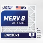 Filter King 24X30X1 Air 6-PACK Merv 8 Hvac Pleated A/c Furnace. Fixed Price $81.79.