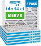 Aerostar 14X14X1 Merv 8 Pleated Air Filter, Furnace 6 Pack. Fixed Price $45.00.