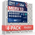 Trufilter 20X20X1 Merv 13 (4-PACK) Furnace Air Made In Usa Electro. Fixed Price $57.99.