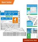 Durable 14X14X1 Merv 8 Filters 4-PACK Efficient Air Filtration & Performance. Fixed Price $44.84.