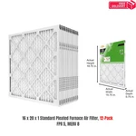 16 X 20 Standard Pleated Air Fpr 5, 12-PACK, Filters Replacement. Fixed Price $51.95.