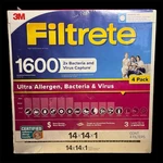 3M Filtrete Air Filter Ultra Allergen Bacteria Virus Mpr 1600 Merv 12 14X14X1. Fixed Price $30.00.
