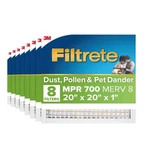 8PK Filtrete 20X20X1 Air Filter, Mpr 700, Merv 8, Clean Living Dust. Fixed Price $29.95.