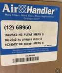 Air Handler 6B950 16X25X2 Pleated Merv 8 Electrostatic Filter, 12 Pack. Fixed Price $49.35.
