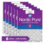 Nordic Pure 16" X 25" 1" Dust Reduction Pleated Merv 8 Air Filter (6-PACK). Fixed Price $47.99.
