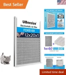 Merv 8 Reusable Filter 12X20X1 - Breathe Fresh Air, Lifetime Durability. Fixed Price $70.19.