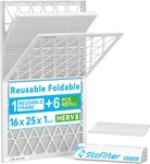 16X25X1 Air Filter Merv 8, Foldable Frame + Refills For Home Furnace & Hv. Fixed Price $36.20.