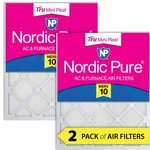 10X24X1 Nordic Pure Tru Mini Pleat Merv Furnace Air Filters Pack. Fixed Price $36.99.