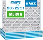 Aerostar 20X22X1 Merv 8 Pleated Air Filter, Furnace 6 Pack. Fixed Price $75.99.
