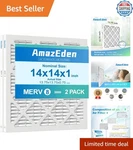 Pleated Filtration 14X14X1 Air Filters 2 Pack Merv 8 - Protect Your Home. Fixed Price $25.97.