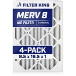 Filter King 9.5X16.5X1 Air 4-PACK Merv 8 Actual Size .75". Fixed Price $50.36.