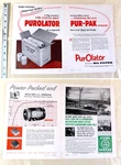 1950S Advertisement Purolator Oil Filters "pur-pak" Element Delco-remy. Fixed Price $21.95.