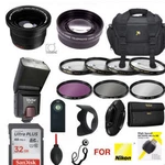 Nikon D3100 / D5000 32GB Pro Kit - Case, Remote Flash Filters Zoom Wide Angle. Fixed Price $175.29.