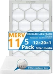 Air Filter Furnace/hvac, 20 X 12 1, Merv 11 5-PACK W/reusable Abs Frame. Fixed Price $31.56.