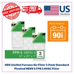Hdx 12X20X1 Furnace Air Filter 3-PACK Standard Pleated Merv 8 Fpr 5 Hvac. Fixed Price $18.05.