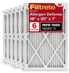 Filtrete 18X30X1 Air Filter Merv 11 Mpr 1000 Micro Allergen Defense 6 Pack. Fixed Price $53.12.