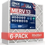 Bnx Trufilter 20X20X1 Air Merv 13 (6-PACK) Made In Usa Electrostat.... Fixed Price $66.41.