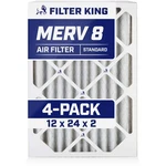 Filter King 12X24X2 Air 4-PACK Merv Actual Size 11.38 23.38 .75". Fixed Price $45.68.