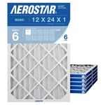 Aerostar 12X24X1 8 Air Filter, 6 Count, Actual Size (11.75 23.75 0.75), H.... Fixed Price $54.16.
