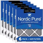 Nordic Pure 20X25X1'' Merv 12 Plus Carbon Furnace Filters (6 Pack). Fixed Price $50.58.