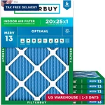 Filterbuy 20X25X1 Air Merv 13 Optimal Smoke & Allergy Defense (6-PACK),. Fixed Price $104.90.