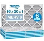 Aerostar 16X20X1 Merv Pleated Air Filter, Furnace Pack. Fixed Price $24.99.