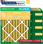 Filterbuy 20X25X4 Air Merv 11 Superior Pet & Allergy Defense (6-PACK), El. Fixed Price $209.38.