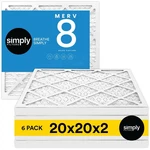 Simply Air Filter, Merv 8, 6 Pack, Furnace 20X20X2, White. Fixed Price $78.90.