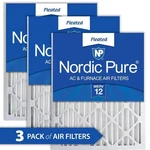 Nordic Pure 12X25X1/2 Merv Half Inch Panel Furnace Air Filters, 3 Pack. Fixed Price $35.00.