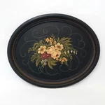Large Vintage 26" Hand Painted Toleware Tray Floral Signed Marjorie Smith 1939. Fixed Price $150.00.