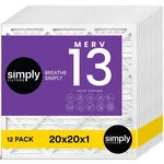 Simply 20X20X1 Air Filter, Merv 13, 12 Pack, For Home Furnace & Hvac (actu.... Fixed Price $126.43.