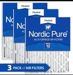 Nordic Pure 24 In. X 30 Allergen Pleated Merv 12 Air Filter (3-PACK). Fixed Price $9.99.