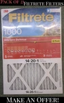 New (2 Pack) 14X20X1 (13.7 19.7) Filtrete Allergen Defense 1000 Air Filter 3M. Fixed Price $18.90.