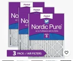 Nordic Pure 16" X 20" 2" Dust Reduction Pleated Merv 8 Air Filter (3-PACK). Fixed Price $19.99.
