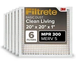 6 Pack Filtrete 20X20X1 Pleated Air Filters, & Furnace,mpr 300,MERV 5, New. Fixed Price $26.24.