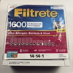3M Filtrete Air Filter Ultra Allergen Bacteria Virus Mpr 1600 Merv 12 14X14X1. Fixed Price $24.95.