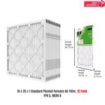 16 X 25 Standard Pleated Air Fpr 5, 12-PACK, Filters Replacement. Fixed Price $54.55.