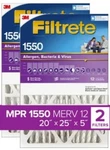 Filtrete 20X25X5 Allergen Bacteria Virus Deep Pleated Filter 1550 Pack. Fixed Price $44.99.