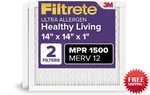 Filtrete 14X14X1 Furnace Air Filter Merv 12 Mpr 1500 Asthma Allergy Friendly. Fixed Price $32.39.