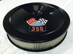 Chevy 350 Air Cleaner Black 14" Fits Double Pumper Carbs White Filter Decal. Fixed Price $79.95.