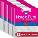 20X20X1 (19 1/2X19 1/2) Nordic Pure Tru Mini Pleat Merv 11 Air Filters 12 Pack. Fixed Price $101.99.