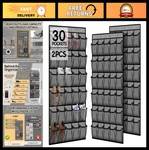 Over The Door Shoe Organizer 30 Breathable Mesh Pockets, Space-saving Storage,. Fixed Price $35.99.